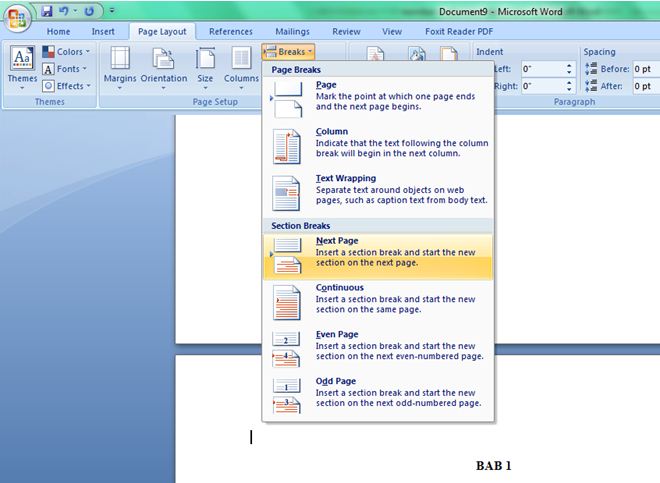 Cara Pisahkan Muka Surat Microsoft Word